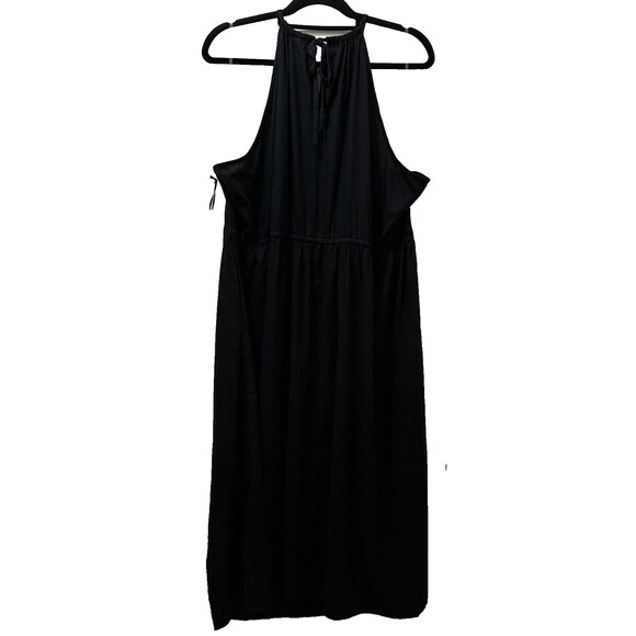Ava & Viv Womens Midi Sheath Dress Size 2X Black Linen Sleeveless Classic LBD - Picture 4 of 14